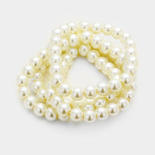 Load image into Gallery viewer, Cream 12 Set of 4 - Faux Pearl Stretch Bracelets
