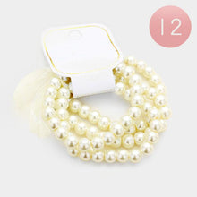 Load image into Gallery viewer, Cream 12 Set of 4 - Faux Pearl Stretch Bracelets
