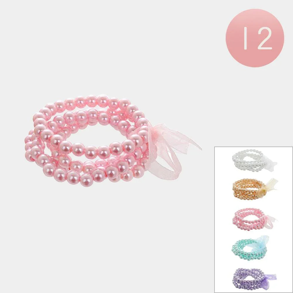 12 SET OF 4 - Pearl Multi Layered Stretch Bracelets - Jewelry Store by Erik Rayo