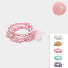 Load image into Gallery viewer, 12 SET OF 4 - Pearl Multi Layered Stretch Bracelets
