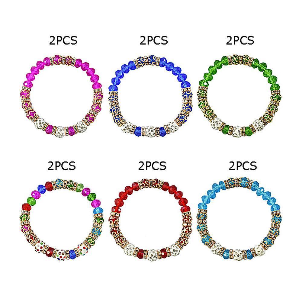 12PCS - Shamballa Ball Pointed Faceted Beaded Stretch Bracelet - Jewelry Store by Erik Rayo