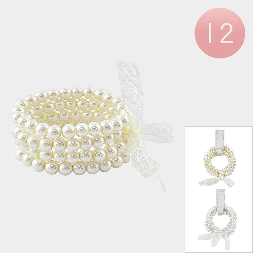 12PCS - Pearl Stretch Bracelets