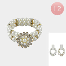 Load image into Gallery viewer, Silver 12PCS  Pearl Flower Pointed Stretch Bracelets
