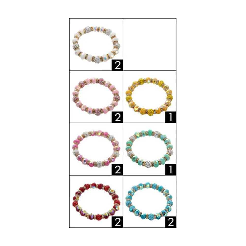 12PCS - Shamballa Ball Pointed Faceted Beaded Stretch Bracelets - Jewelry Store by Erik Rayo