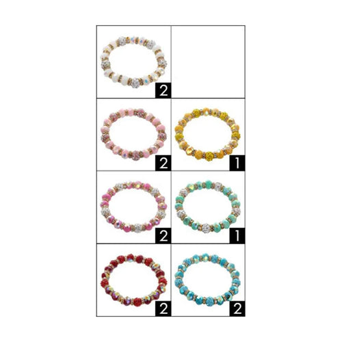 12PCS - Shamballa Ball Pointed Faceted Beaded Stretch Bracelets - Jewelry Store by Erik Rayo