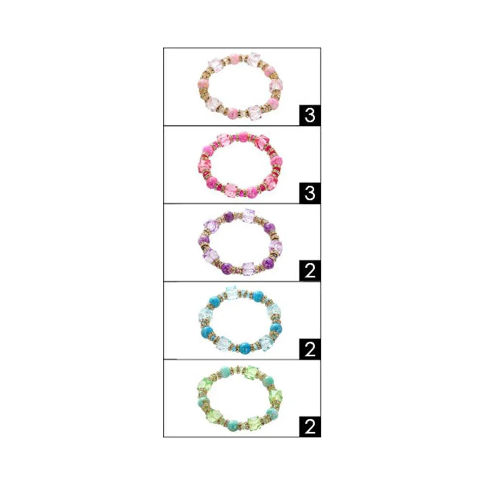12PCS - Cube Bead Accented Multi Beaded Stretch Bracelets - Jewelry Store by Erik Rayo