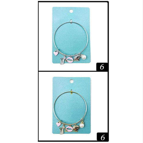 12PCS - Enamel Heart Lips Pearl High Heel Charm Adjustable Bracelets - Jewelry Store by Erik Rayo