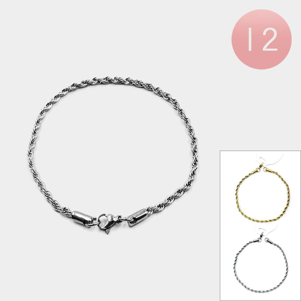 Silver 12PCS  Stainless Steel Chain Bracelets