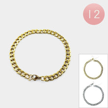 Load image into Gallery viewer, Silver 12PCS  Stainless Steel Chain Bracelets
