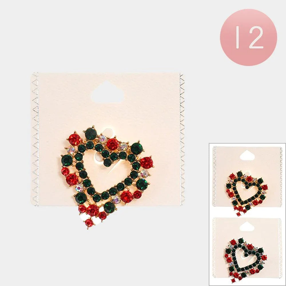 12PCS - Bubble Stone Open Heart Pin Brooches - Jewelry Store by Erik Rayo