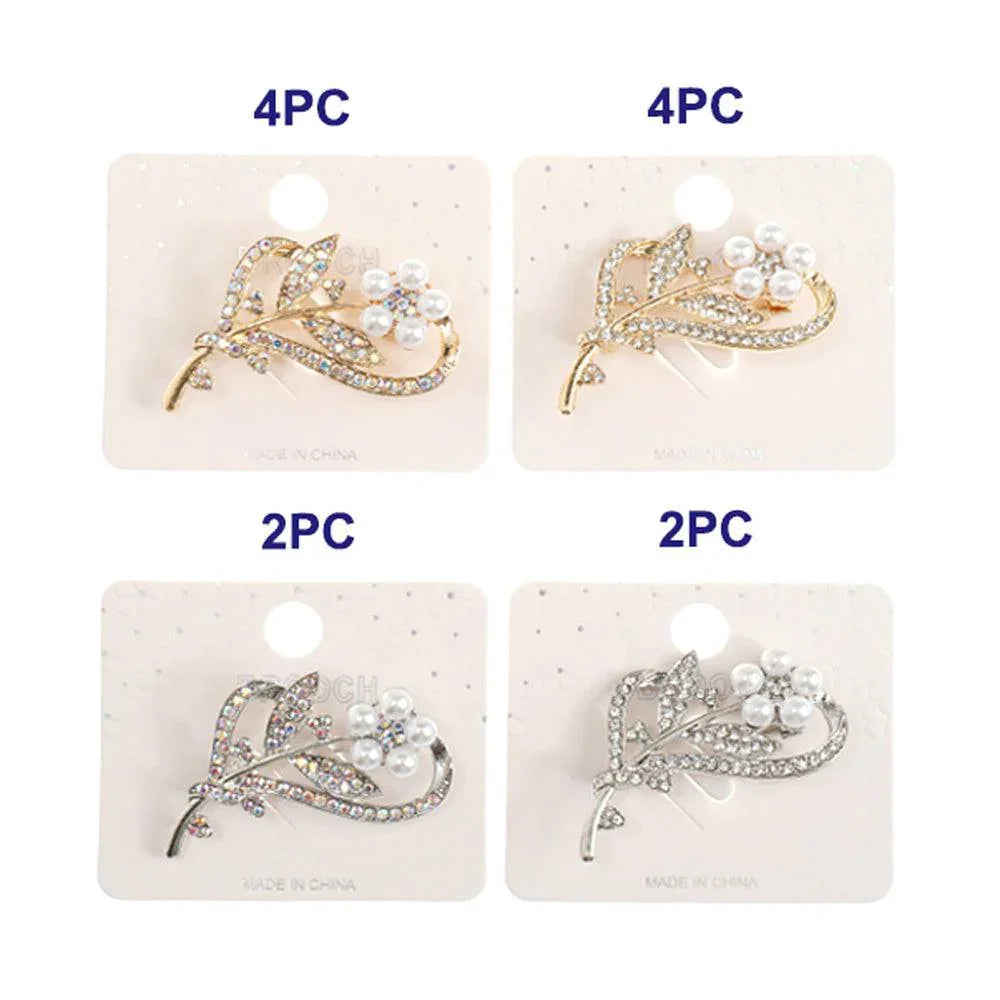 12PCS - Pearl Rhinestone Embellished Flower Pin Brooches - Jewelry Store by Erik Rayo