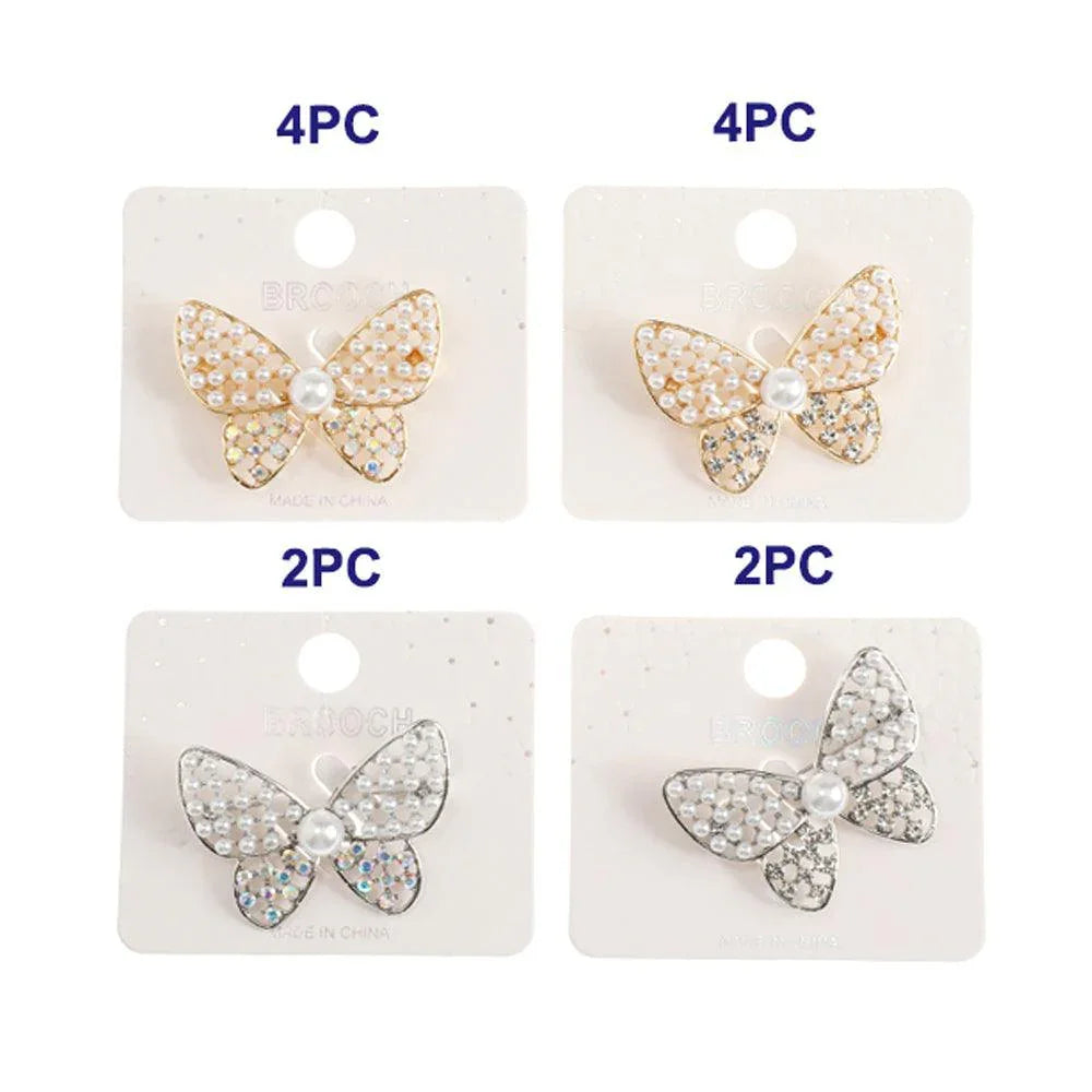12PCS - Pearl Rhinestone Embellished Butterfly Pin Brooches - Jewelry Store by Erik Rayo
