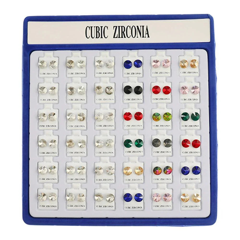 36PAIRS - CZ Stone Stud Earrings - Jewelry Store by Erik Rayo