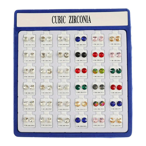 36PAIRS - CZ Stone Stud Earrings - Jewelry Store by Erik Rayo