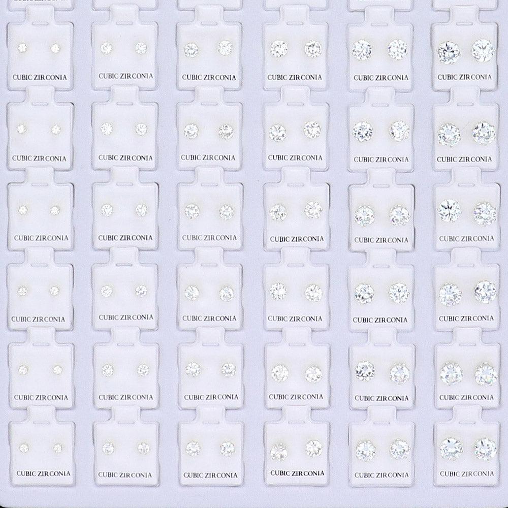 72PAIRS - Round CZ Stone Stud Earrings - Jewelry Store by Erik Rayo