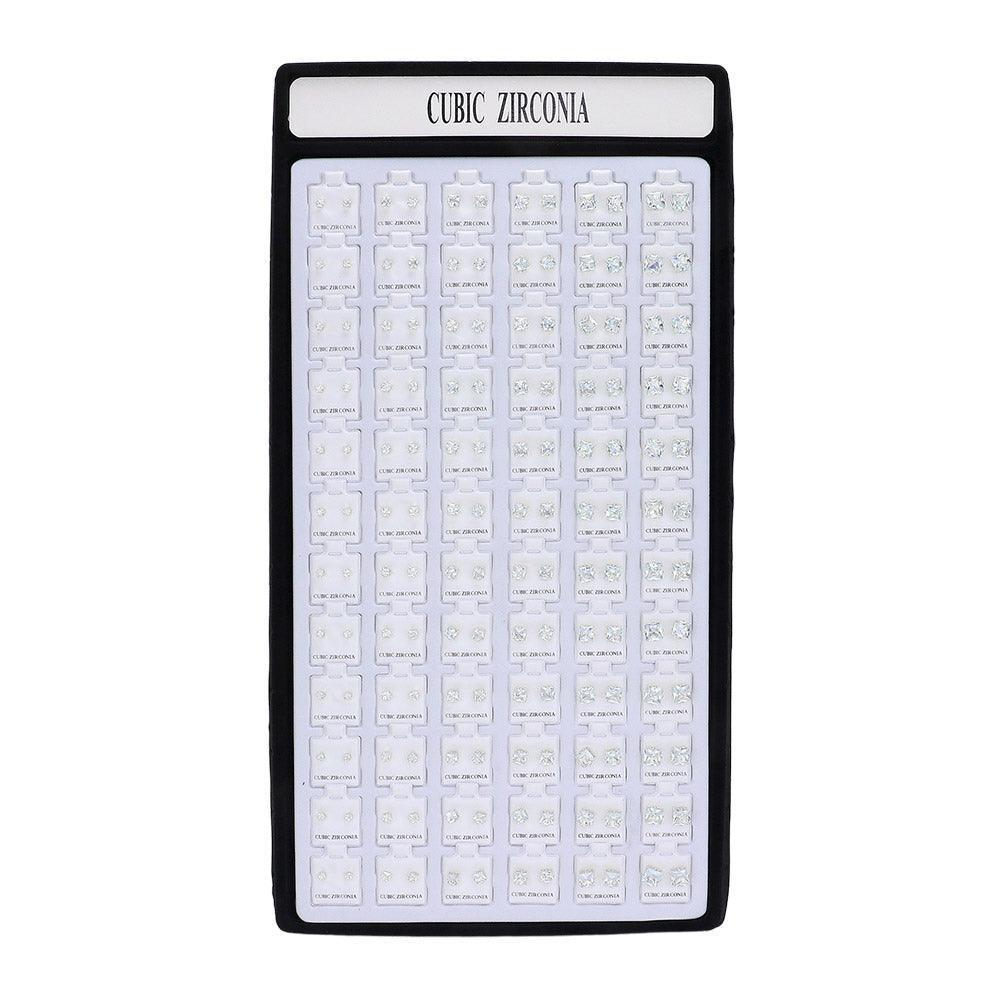 72PAIRS - Square CZ Stone Stud Earrings - Jewelry Store by Erik Rayo