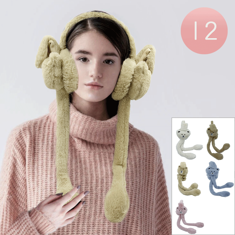 12PCS - Cute Bear Animal Moving Ear Earmuffs - Jewelry Store by Erik Rayo