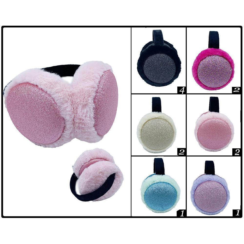 12PCS - Foldable Faux Fur Trimmed Glittered Earmuffs - Jewelry Store by Erik Rayo