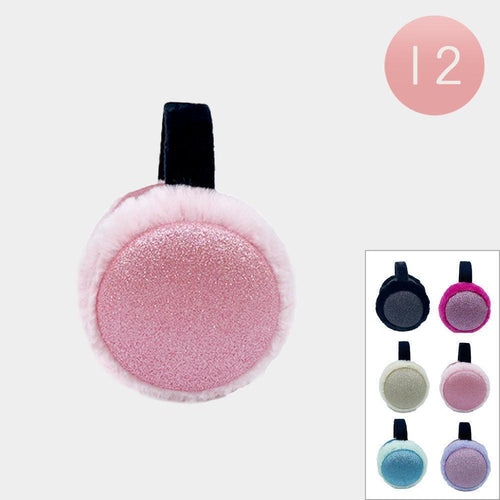 12PCS - Foldable Faux Fur Trimmed Glittered Earmuffs - Jewelry Store by Erik Rayo