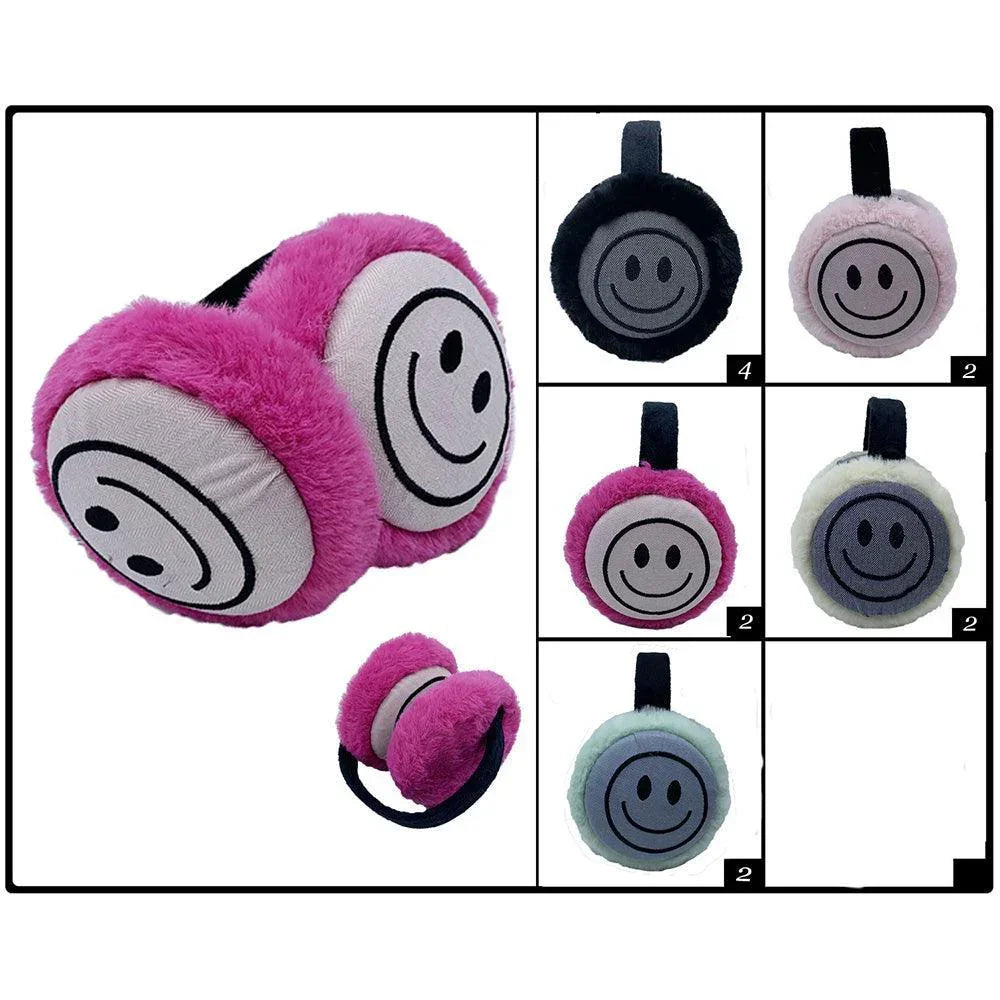 12PCS - Foldable Faux Fur Trimmed Smile Earmuffs - Jewelry Store by Erik Rayo