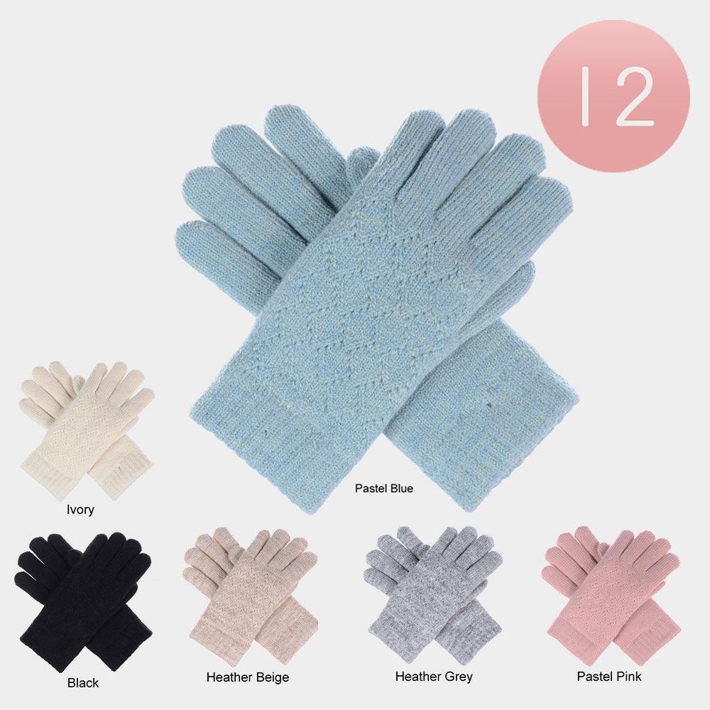 Ladies Lattice Pattern Soft Faux Fur Lining Winter Gloves 12 Pairs - Jewelry Store by Erik Rayo