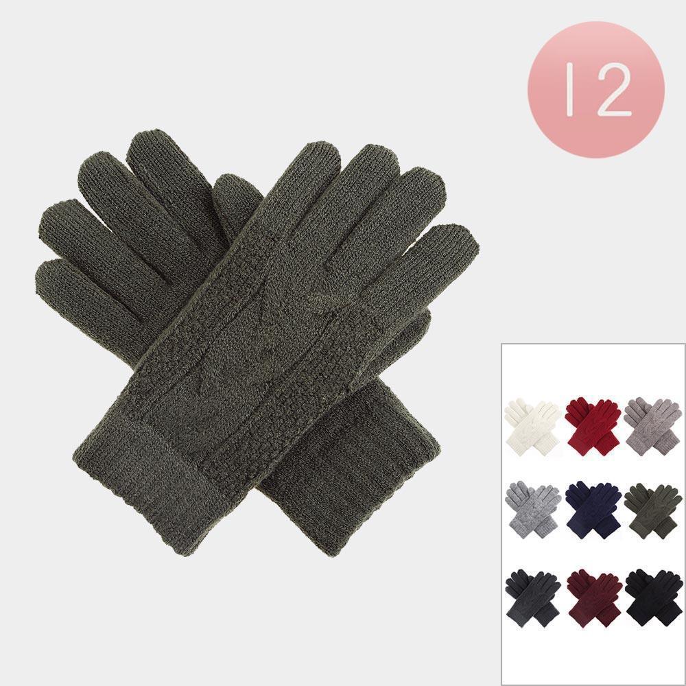 Cable Knit Fleece Lining Gloves 12 Pairs - Jewelry Store by Erik Rayo