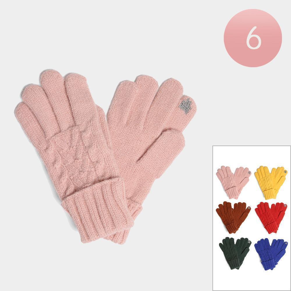 Solid Cable Knit Touch Smart Gloves 6 Pairs - Jewelry Store by Erik Rayo