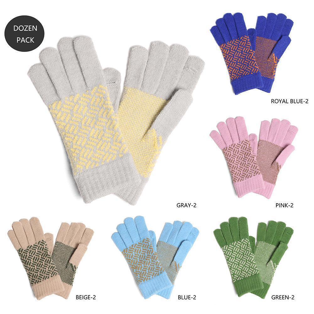 Patterned Knit Touch Smart Gloves 12 Pairs - Jewelry Store by Erik Rayo