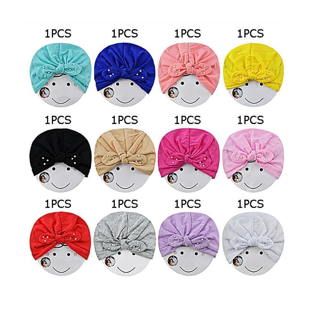 Pearl Embellished Bow Solid Kids Turban Hats 12 Pack - Jewelry Store by Erik Rayo