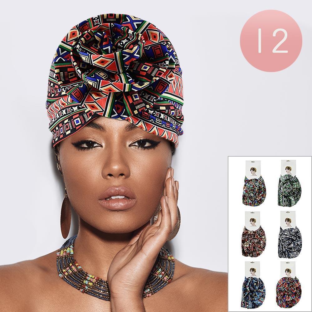Geometric Patterned Turban Hats 12 Pack - Jewelry Store by Erik Rayo