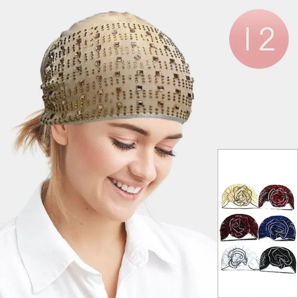 Bling Flower Turban Hats 12 Pack - Jewelry Store by Erik Rayo