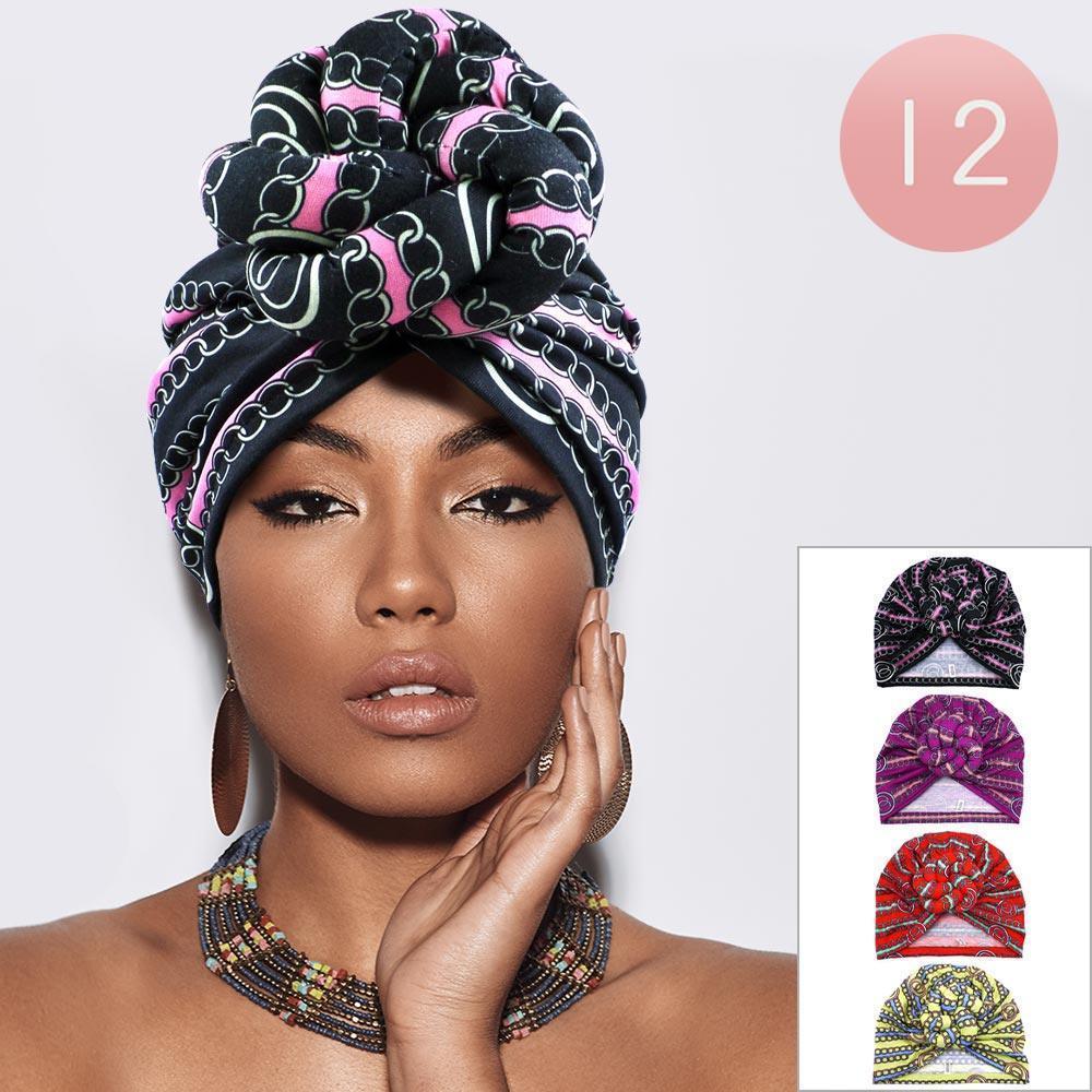 Chain Printed Turban Hats 12 Pack - Jewelry Store by Erik Rayo