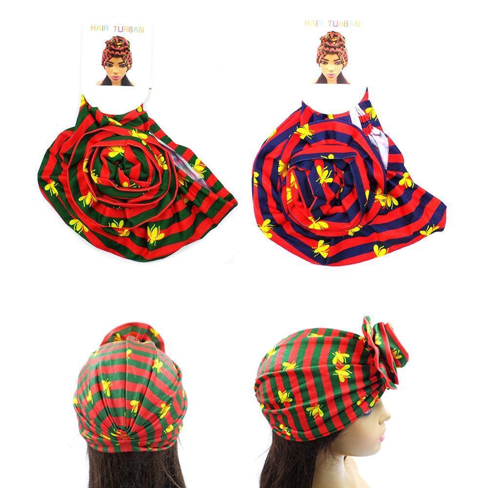 Striped Bumble Bee Printed Turban Hats 12 Pack - Jewelry Store by Erik Rayo