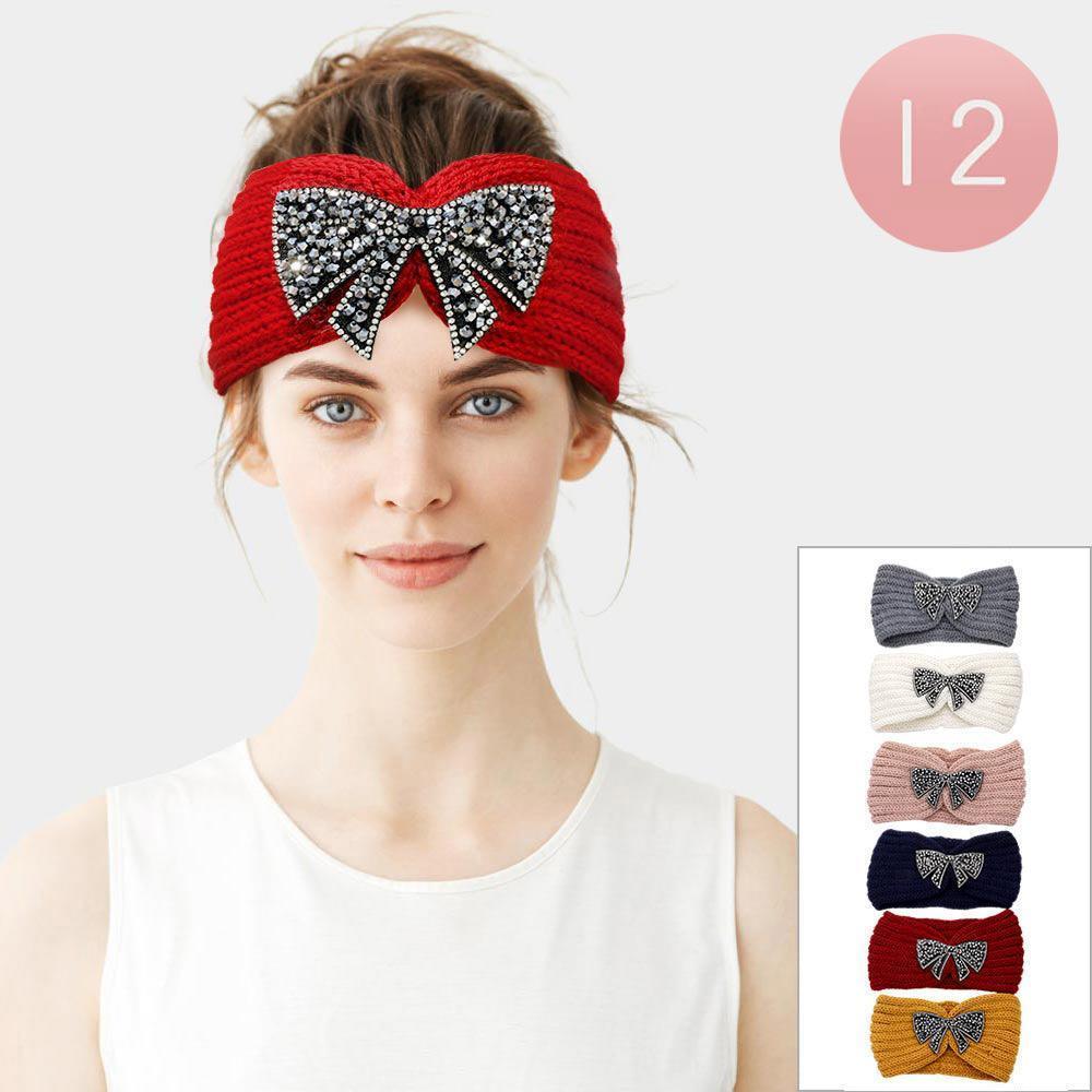 12PCS - Bow Accented Knit Earmuff Headbands - Jewelry Store by Erik Rayo