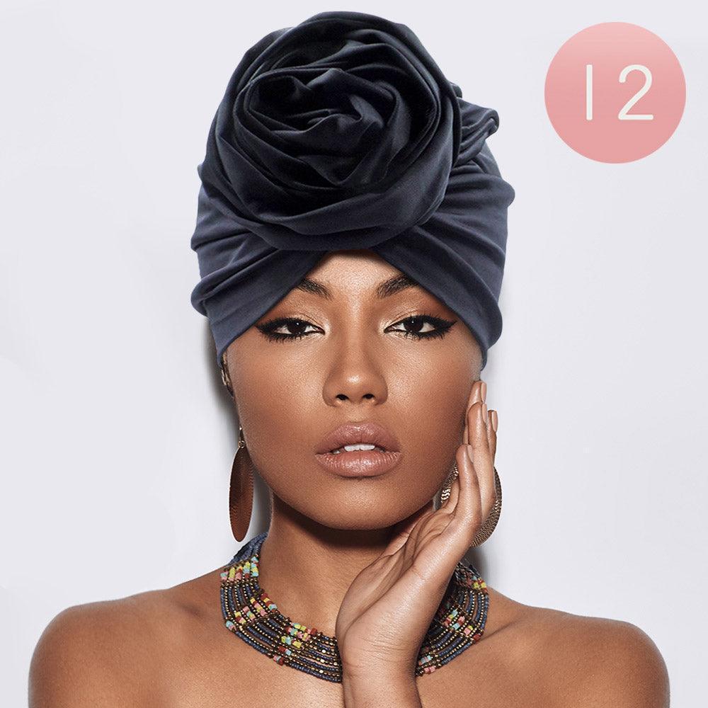 Black Solid Turban Hats 12 Pack - Jewelry Store by Erik Rayo
