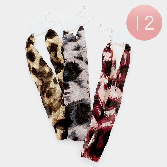 Patterned  chiffon scarf necklaces 12 PCS