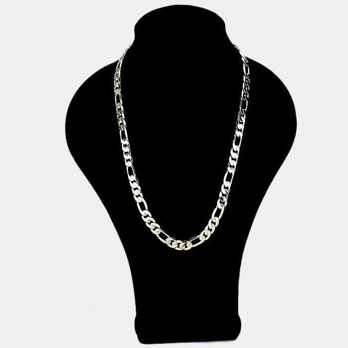 Gold 6PCS - 24 INCH, 11mm Gold Plated Figaro Chain Metal Necklaces - Jewelry Store by Erik Rayo