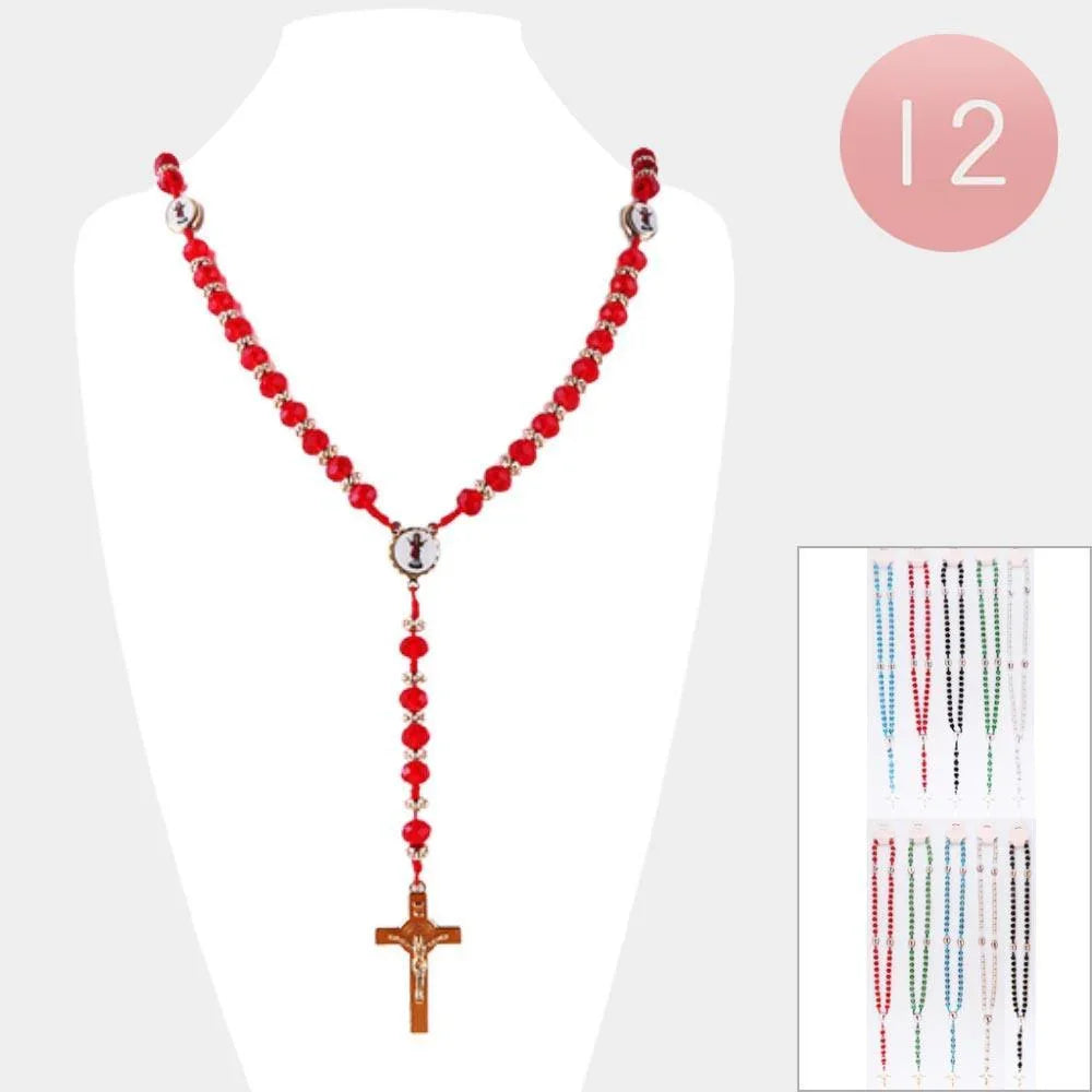 12PCS - Cross Pendant Beaded Y Rosary Necklaces - Jewelry Store by Erik Rayo