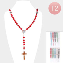 Load image into Gallery viewer, 12PCS - Cross Pendant Beaded Y Rosary Necklaces
