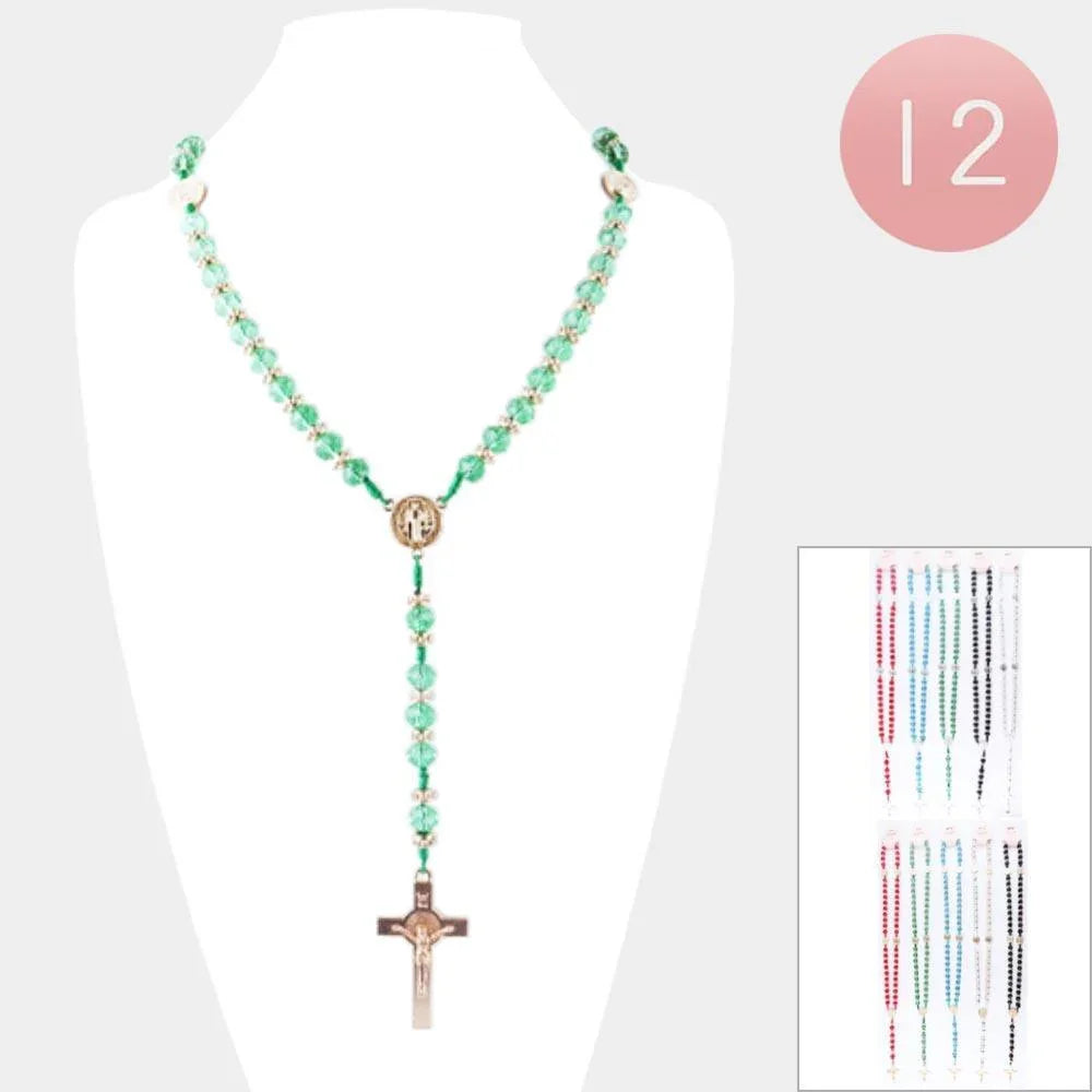 12PCS - Crucifix Pendant Beaded Y Rosary Necklaces - Jewelry Store by Erik Rayo