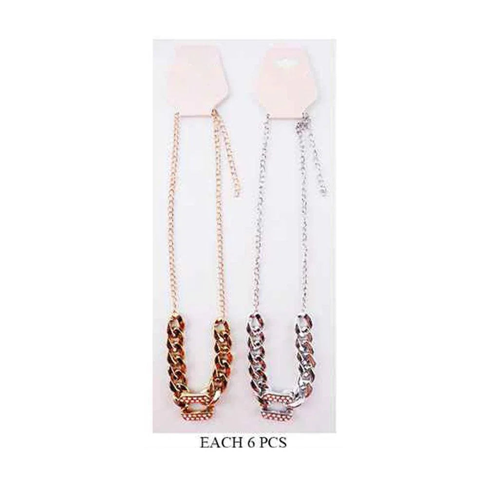 12PCS - Rhinestone Embellished Metal Chain Link Necklaces - Jewelry Store by Erik Rayo