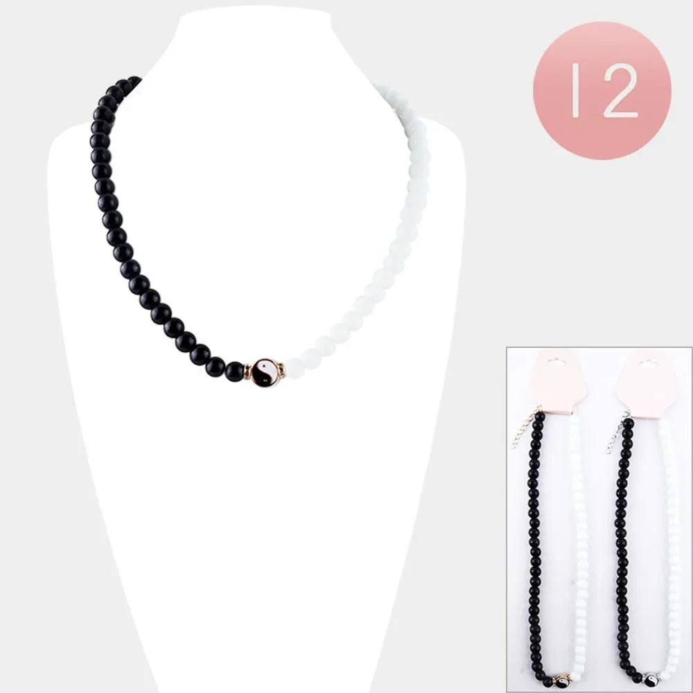 12PCS - Yin Yang Accented Beaded Necklaces - Jewelry Store by Erik Rayo