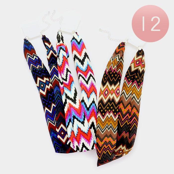 Chevron pattern chiffon scarf necklaces 12 PCS - Jewelry Store by Erik Rayo