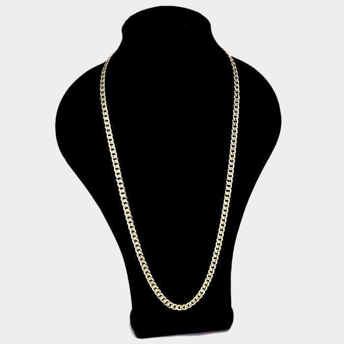 Gold 12PCS - 30 INCH, 8mm Gold Plated Concave Textured Cuban Chain Necklaces - Jewelry Store by Erik Rayo