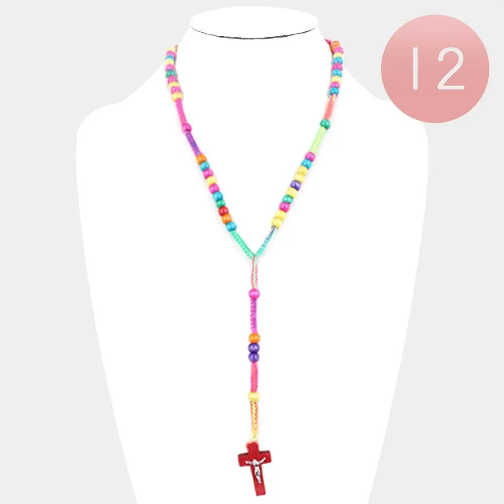 12PCS - Crucifix Pendant Beaded Y Necklaces - Jewelry Store by Erik Rayo