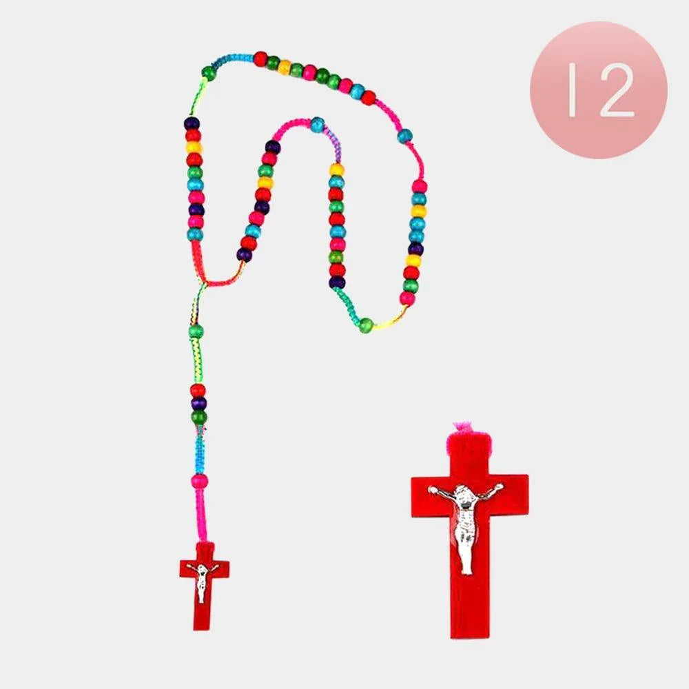 12PCS - Crucifix Pendant Beaded Y Rosary Necklaces - Jewelry Store by Erik Rayo