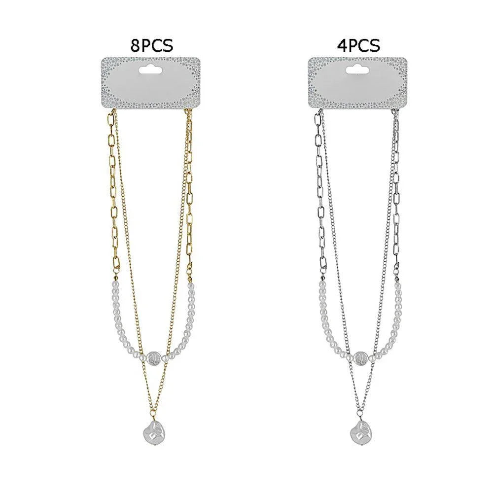 Silver 12PCS - Pearl Pointed Double Layered Necklaces - Jewelry Store by Erik Rayo