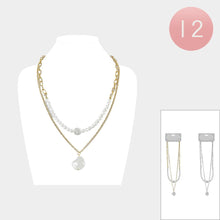 Load image into Gallery viewer, Silver 12PCS - Pearl Pointed Double Layered Necklaces
