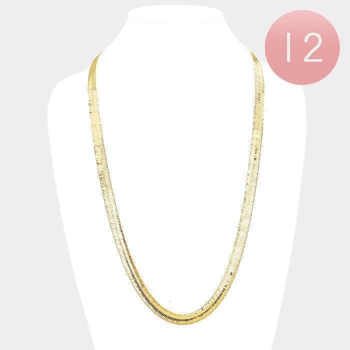 Gold 12 PCS - Gold Plated Superflex Herringbone Chain Necklaces - Jewelry Store by Erik Rayo
