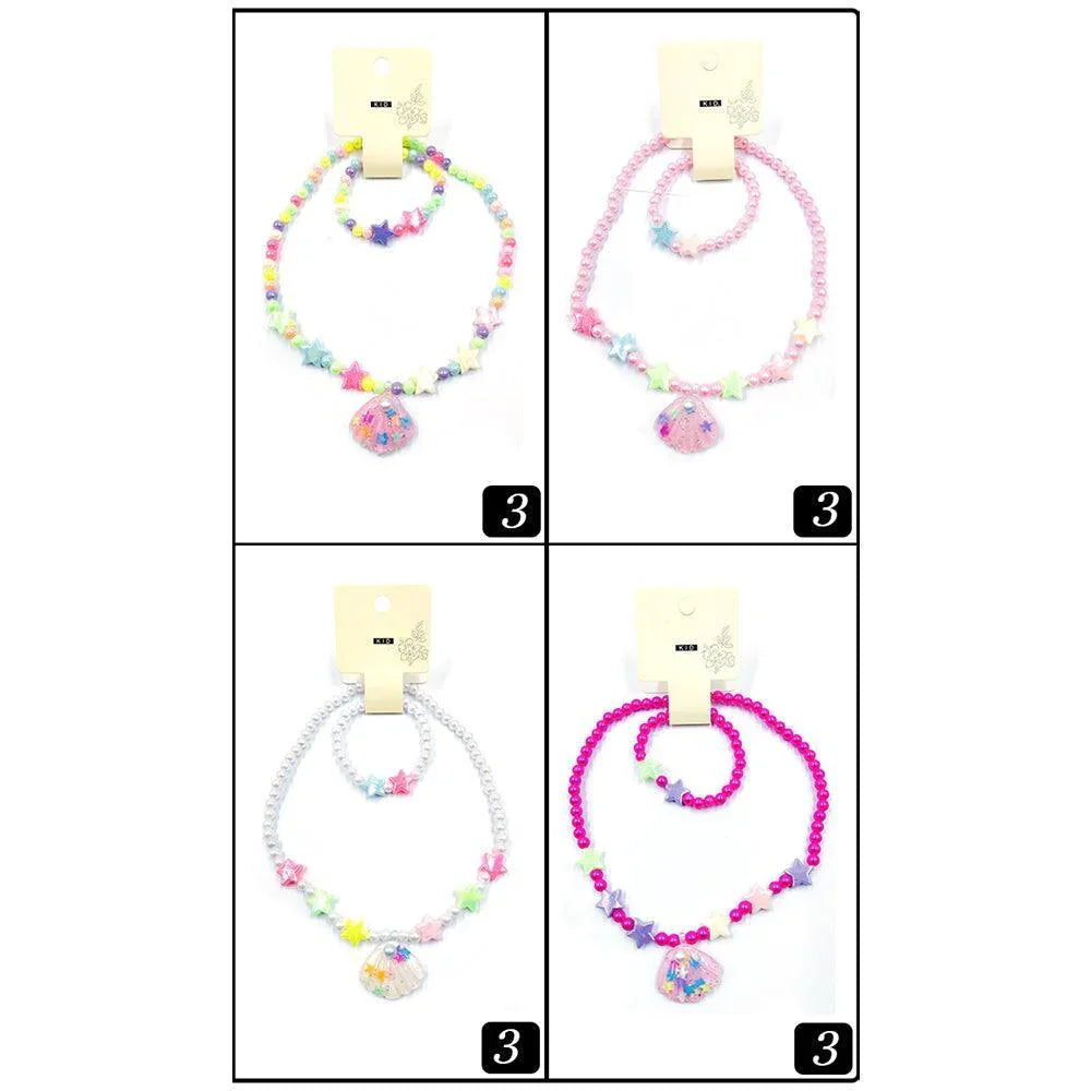 12 SET OF 2 - Shell Pendant Star Pointed Beaded Kids Bracelet Necklace Sets - Jewelry Store by Erik Rayo